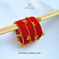 Red Velvet Metallic Kashmiri Bangles