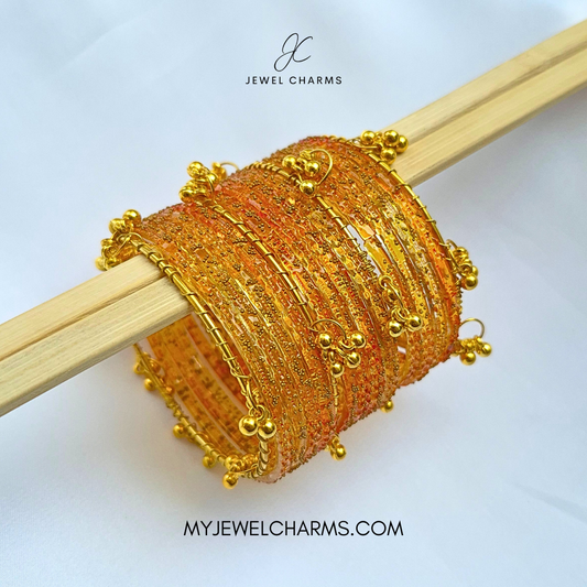 Orange Viral Raindrop Original Kashmiri Glass Bangles